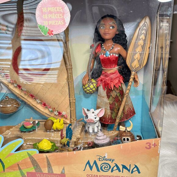 NEW Moana Ocean Adventure Doll Play Set w/ Boat, Pua Hei Hei & more Disney - Picture 2 of 9